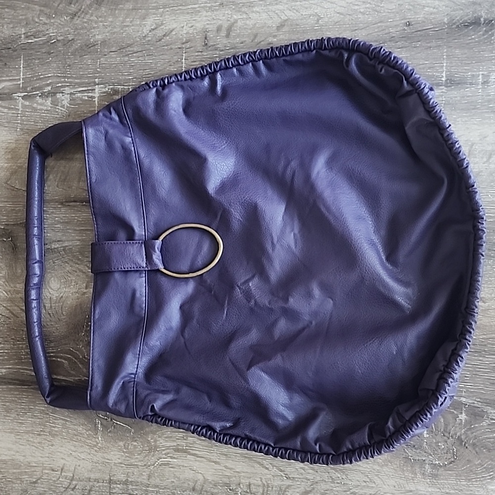 Vintage BONGO Purple Vegan Faux Leather Hobo Handbag Shoulder Tote